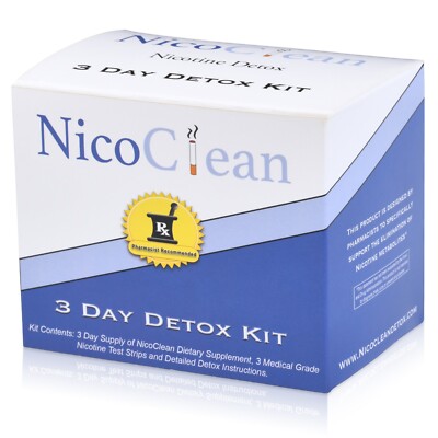 NicoClean 3 Day Detox Kit ELIMINATE NICOTINE METABOLITES EXP. 7/31/2027
