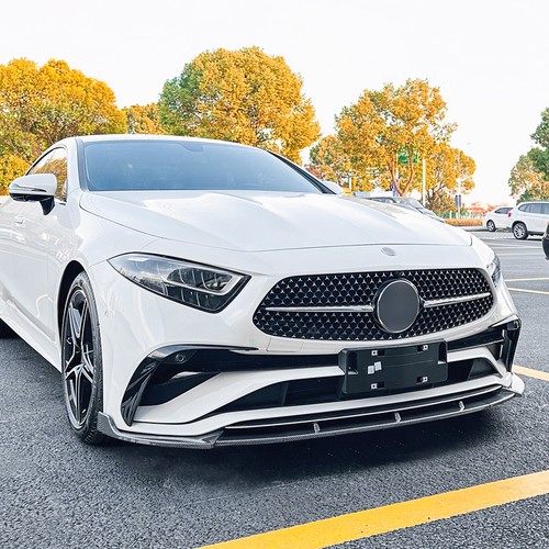 Front Spoiler Splitter For Benz CLS C257 AMG 2022-2024 Carbon Fiber Look - Picture 10 of 12