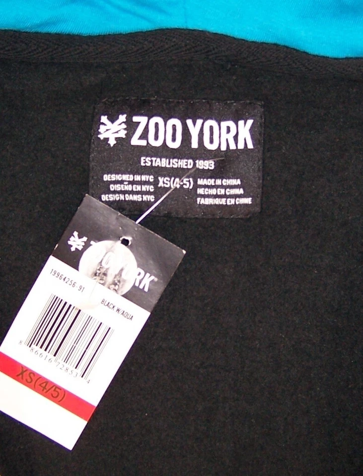 Little Boys Size XS 4/5  Full Zip Hooded Fleece Sweatshirt NWT by ZooYork - Image 4 of 4