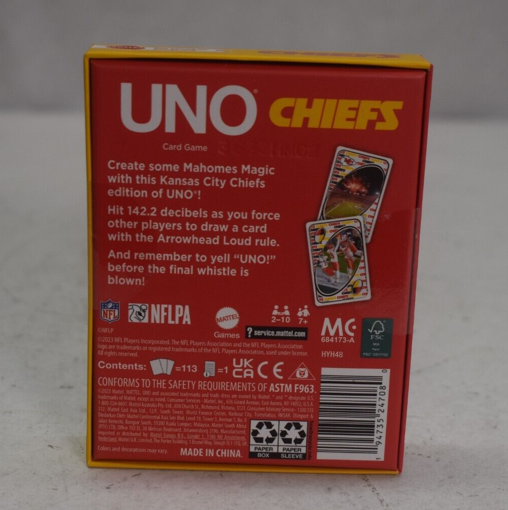 Kansas City Chiefs Uno Fandom NFL Mattel Exclusive Hard To Find Card ...