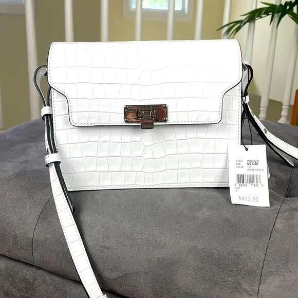 MARGE SHERWOOD ~ Croc Embossed White Vintage Brick Matisse Shoulder Bag ~  NWT!