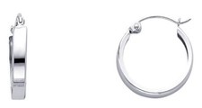 Ladies Kid Real 14k White Gold 2.5 MM Thick Plain Huggies Hook Hoop Earring
