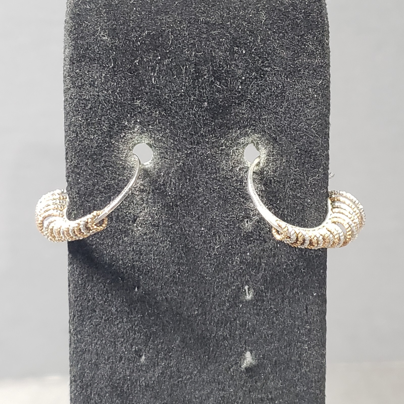 Threader Hoop Earrings Silver Tone Retro Mid Century Modernist Boho Pierced 1