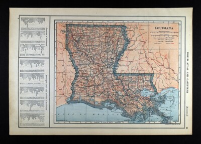 #ad 1919 Poates Map Louisiana New Orleans Baton Rouge Lake Charles Shreveport LA $15.99