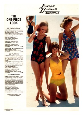 1970'S Jr Teens Fashion Catalog Swim Wear Print Ad Sears Vintage