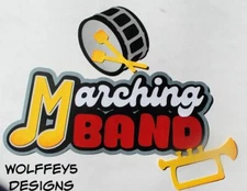 CRAFTECAFE school MARCHING BAND TITLE premade paper piecing scrapbook DIECUT KID