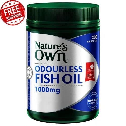 Natures Own Odourless Fish Oil Maintains Cholesterol Levels 1000mg 200 Capsules - Picture 1 of 2