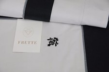 NEW FRETTE KING EURO 2 Two Pillow Shams NEW TRIO FE5505 white Grey Blue Black