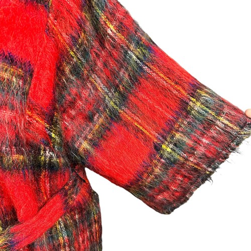 Ben Nevis Jenners Mohair Blend Red Plaid Pullover 3/4 Slv Jacket w/Tie Scotland - Picture 5 of 20