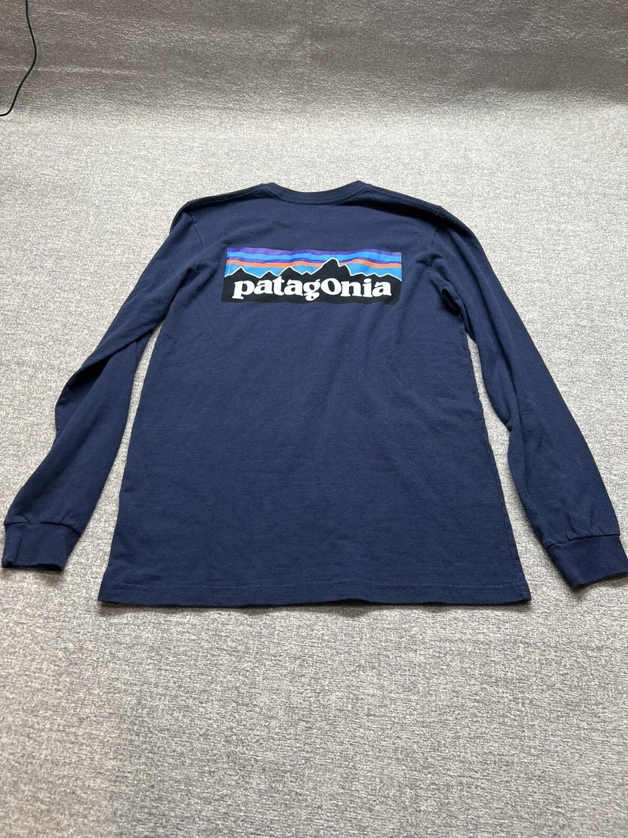 Patagonia T Shirt Mens Small Blue Long Sleeve Outdoors Camping