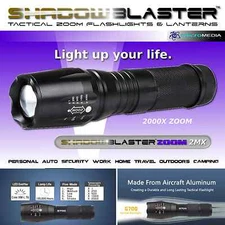 ShadowBLASTER- Tactical Zoom Flashlight- w/ Battery Charger- Bundle