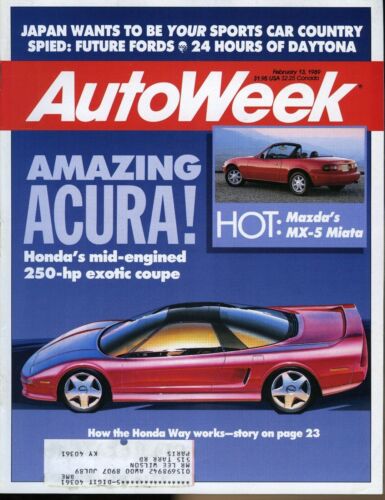 AutoWeek Magazine 13 febbraio 1989 Mazda MX-5 Miata Honda Acura Exotic Coupé - Foto 1 di 3