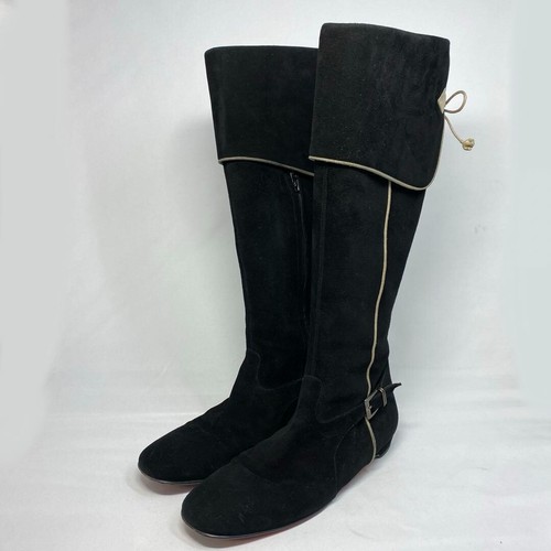Christian Louboutin Botas Largas de Gamuza Negras Talla EU37 US7 Auténticas - Imagen 2 de 10