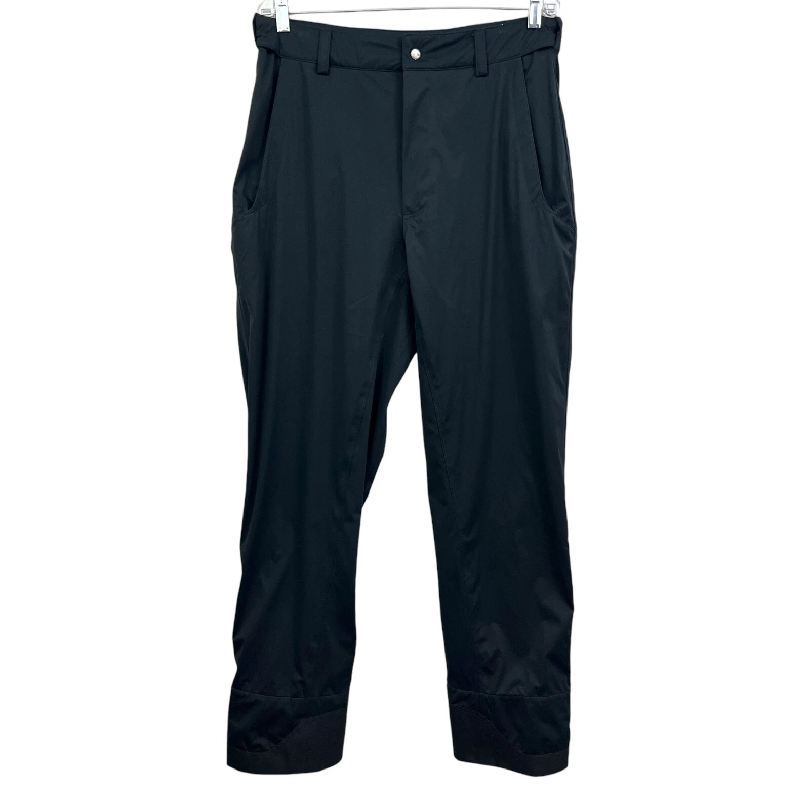 Sun Mountain Rain Wear Pants Stretch Adjustable Zip Hem Pockets Black Men Sz L*^