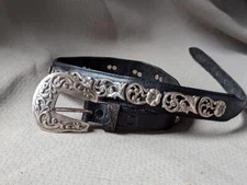 vintage USA made TONY LAMA buckle belt STUDDED leather 26-28 black WESTERN