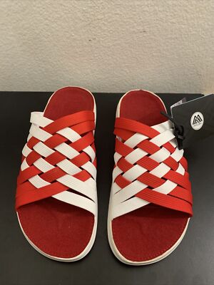 New Malibu Sandals Zuma Fast Times Red and White Slides Men s Sz 10
