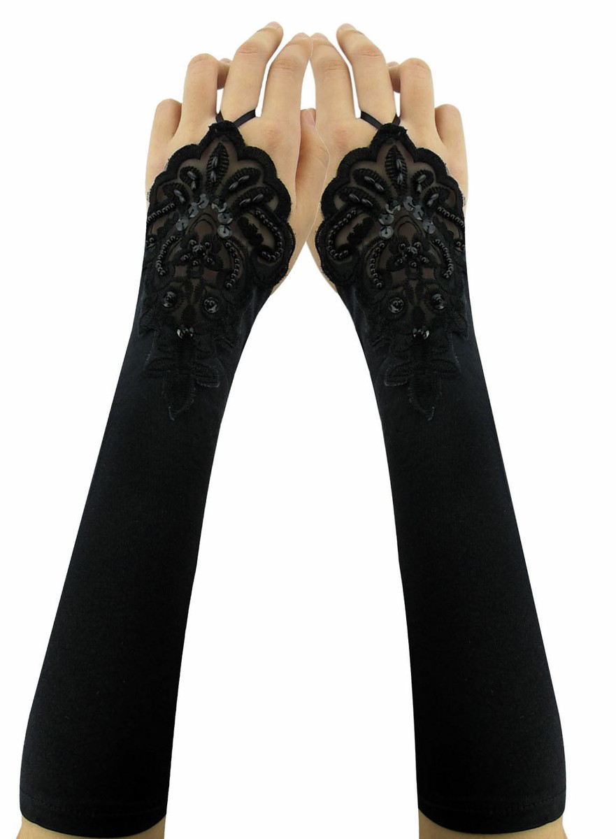 ladies fingerless dress gloves Amazon.com: Latious Long Fingerless Lace Prom Gloves Black Satin Elbow Length Halloween Gloves Costume Accessories for Women (Black) : Clothing, Shoes & Jewelry