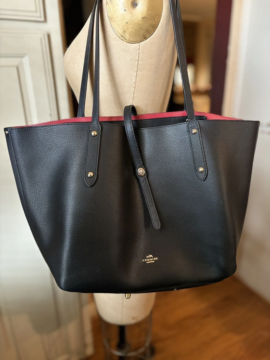 Coach black tote clearance with red lining