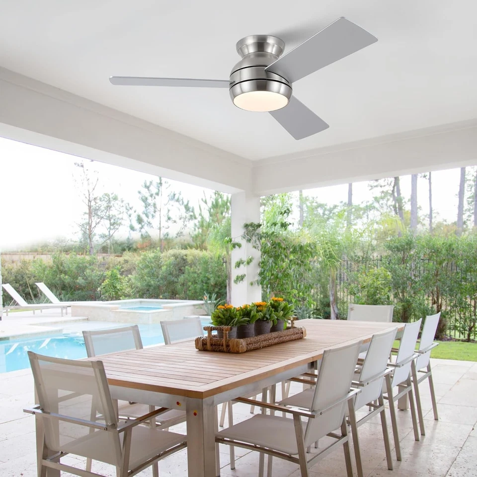 42" Ceiling Fan with Lights, Remote, Brushed Nickel Reversible 6 Speeds Dimmable - Image 2 of 4