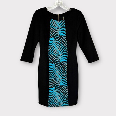 Plenty by Tracy Reese Womens Ponte Knit Dress Black Blue Zebra Print size 4  | eBay