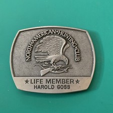 Vintage 1981 North American Hunting Club Belt Buckle Life Member Personalized