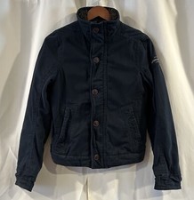 Abercrombie  Fitch Jacket Boys Kids Large Sherpa Lined Utility Coat Navy Blue