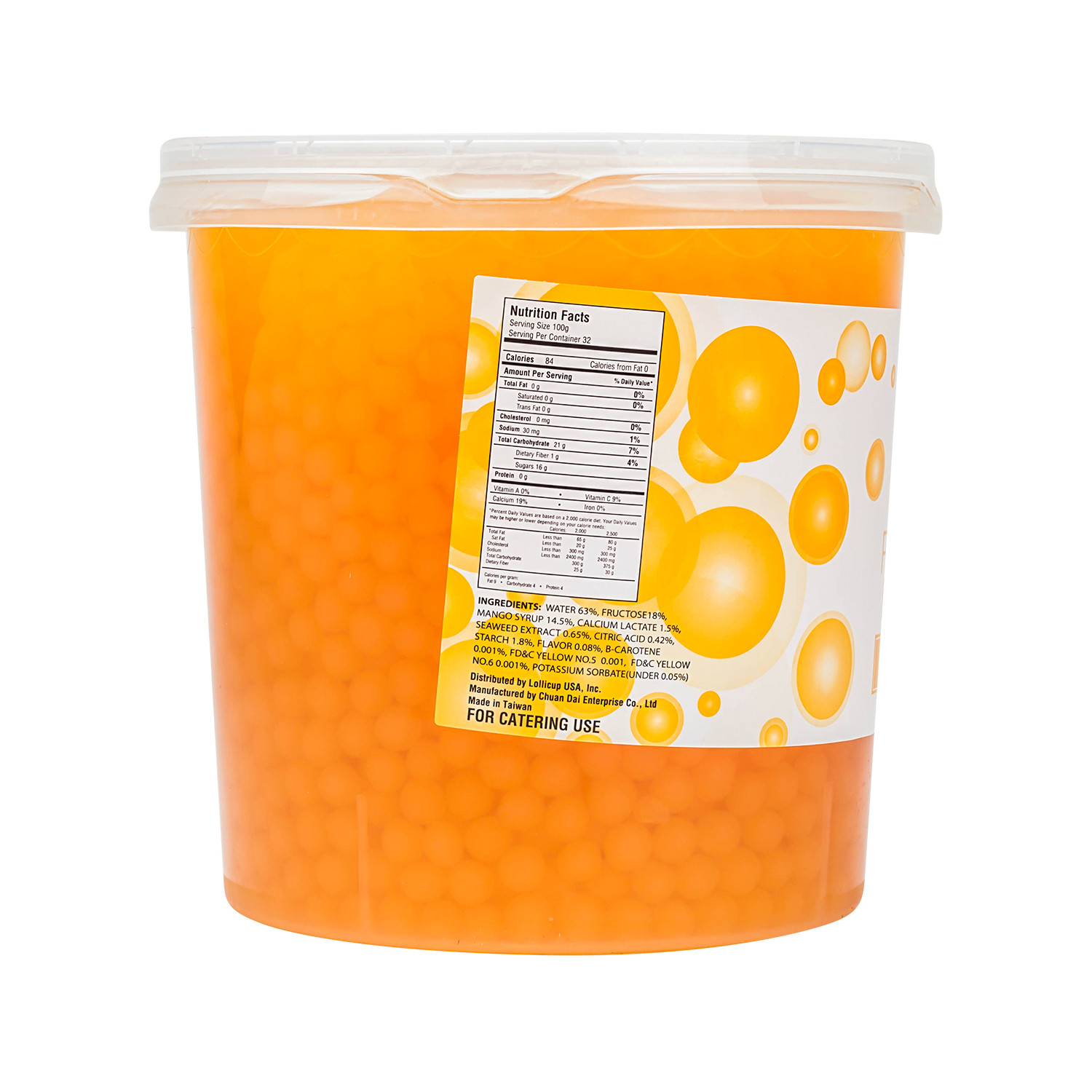 Tea Zone Mango Popping Pearls (7 lbs), B2051