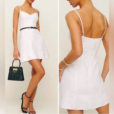 RRP US$218 Reformation classic white holt linen dress NWT US10 L | eBay