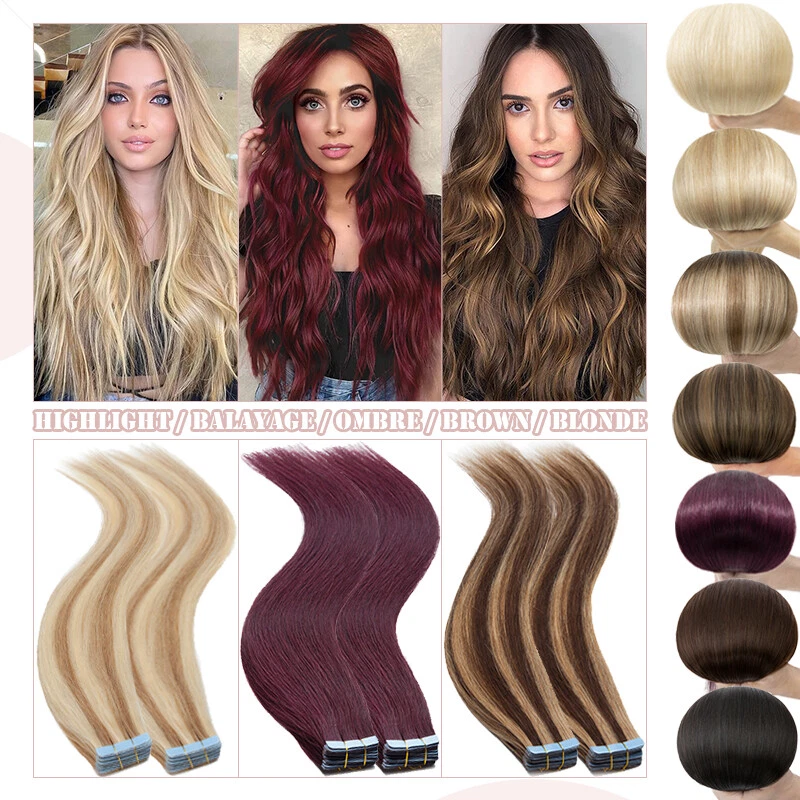 THICK 150G Traceless Tape in Skin Weft Real Remy Human Hair Extensions Full Head - Image 2 of 4