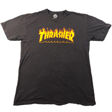 Thrasher Magazine Men's Black Shirt Flame Logo Size Small SKATE OR DIE
