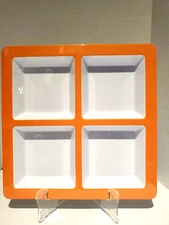 Melamine 4 Part Divided Serving Tray Dips Relish Condiments Cookies Veges 13.5"