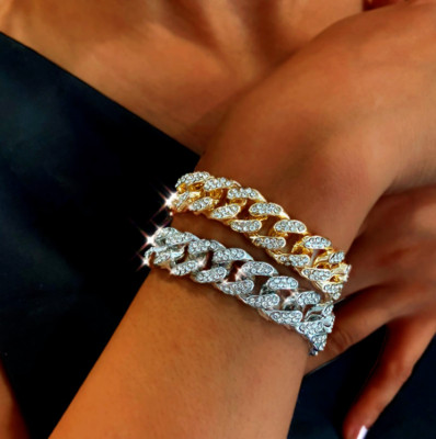Cuban Link Iced Out Gold Silber Armband Hip Hop Zirkon IcE Armband
