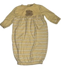 Vintage Y2K Carters Yellow Sleeper Gown Brown Teddy Bear One Size 0-6 Months