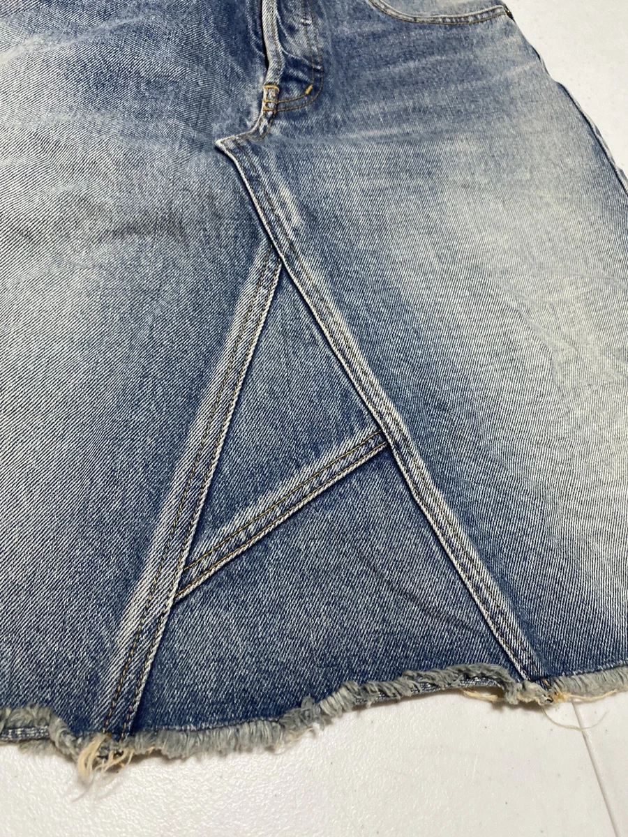 Saint laurent hotsell denim skirt