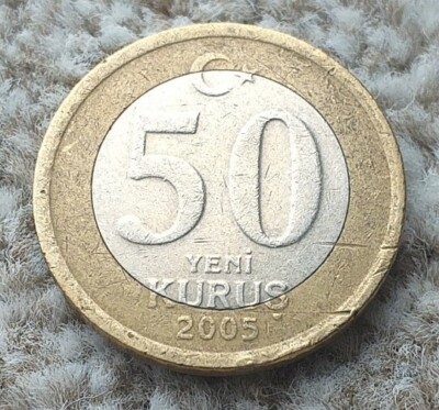 50 Kurus 2005 Türkei bi-metallische Münze MÜNZECKE 1