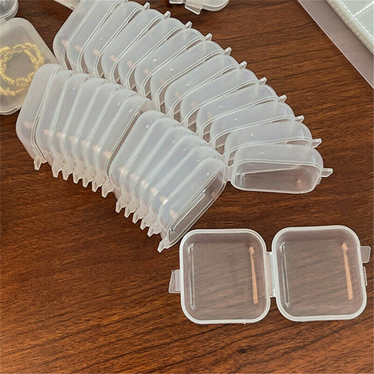 50/100PCS Mini Plastic Boxes Clear Small Jewellery Storage Container Empty  Box