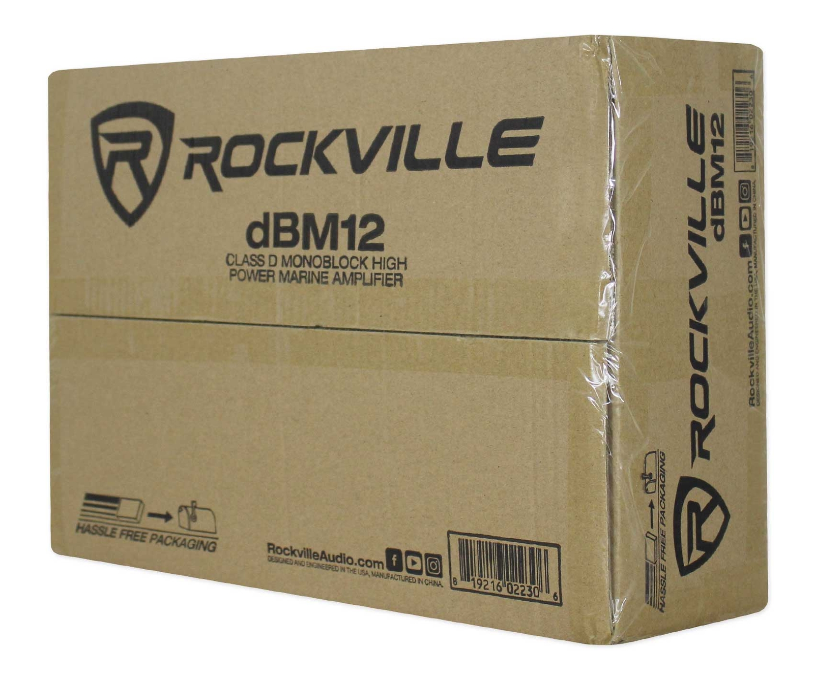 Rockville DBM12 2000 Вт 2-омный Морской лодочный моноусилитель Пульт дистанционного управления басами Комплект проводов для усилителя