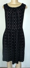 Connected Apparel 12 Dark Blue Beige Cutout Overlay Knee Length Pencil Dress