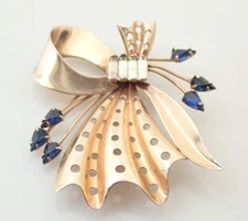 Vintage M&S Signed Gold Filled Rhinestone 2" Brooch Pin or Pendant