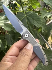 Ochs Worx Osprey Knife M390 Satin Blade Titanium Knife Blue G10 EDX