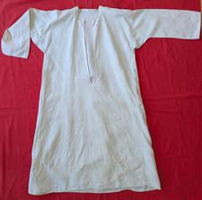 Leibwäsche Damen antik alt Nachthemd Leinen beige/weiß Mono SM Kreuzstich