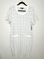 Julia Jordan Sweater Dress Womens Large Plaid Short Sleeve Pockets Knit