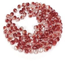 Crystal Ruby 2-tone Givre Czech Fire Polished Round Faceted Glass Beads 6mm 60pc