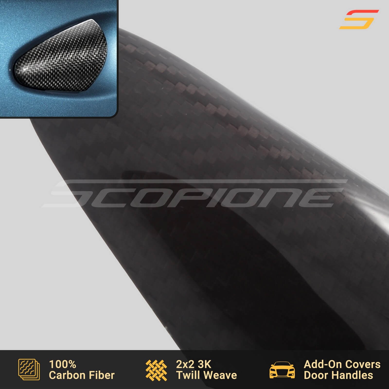 Scopione Carbon Fiber Exterior Door Handle Covers for Ferrari 458 Italia F12 TDF