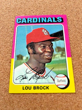 2 Lou Brock Cards 1975 Topps #540 and #1975 Topps #2 Crease and Stain Free