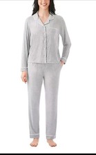 Member's Mark Women's Super Soft Drawstring Notch Collar Pajama Set Gray XXL