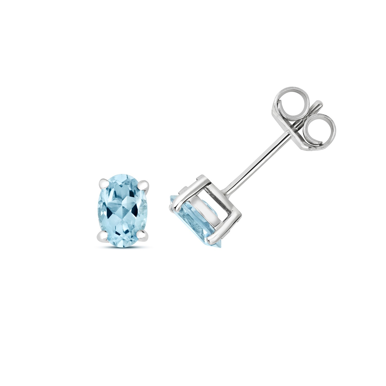 Boucles d'oreilles femme or blanc 375/1000 véritable et aquamarine
