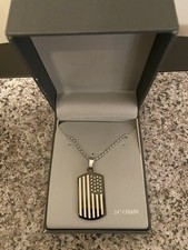 New Men  s 1913 Stainless Steel Flag Tag Necklace