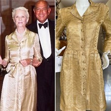 Oscar de la Renta Gold Jacquard Shirt Dress 2005 as Worn by CZ Guest "Icon"Award