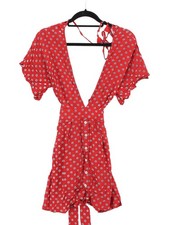 Faithfull The Brand Wrap Mini Dress UK8 in Red